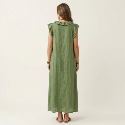 Josette | Vestido elegante con volantes y escote en V