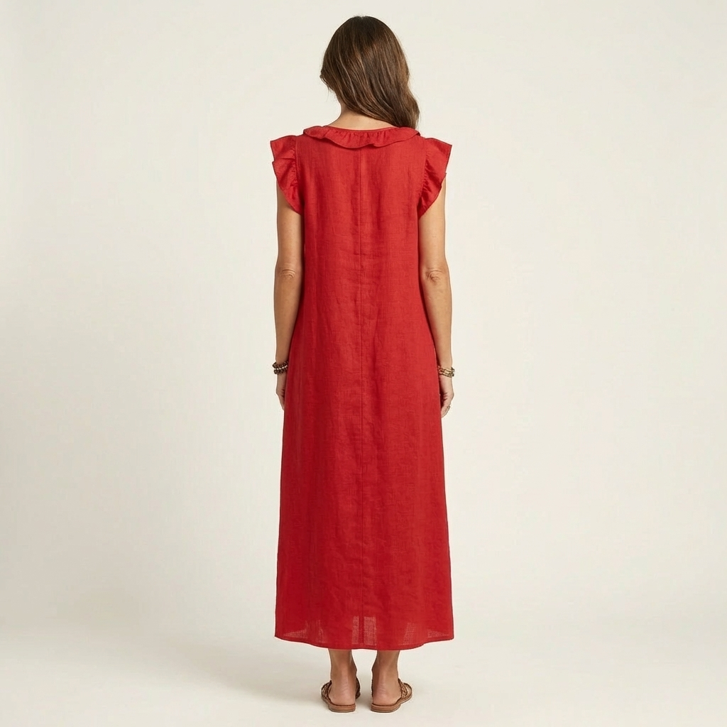 Josette | Vestido elegante con volantes y escote en V