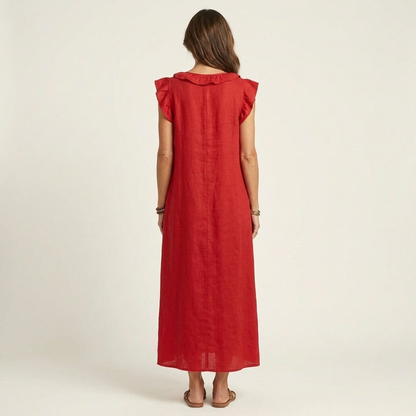 Josette | Vestido elegante con volantes y escote en V