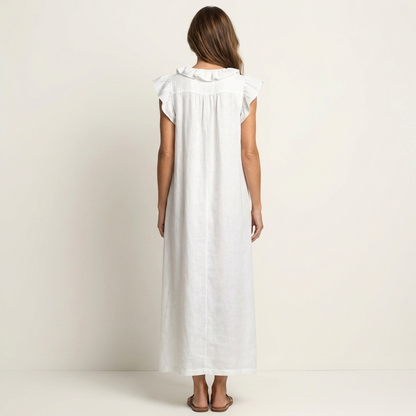 Josette | Vestido elegante con volantes y escote en V