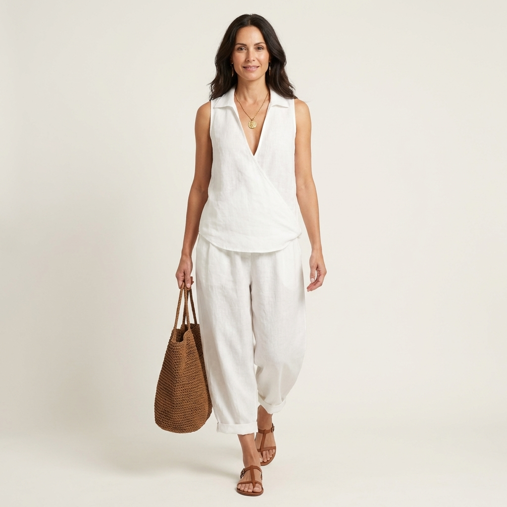 Wren | Conjunto de top cruzado y pantalones anchos