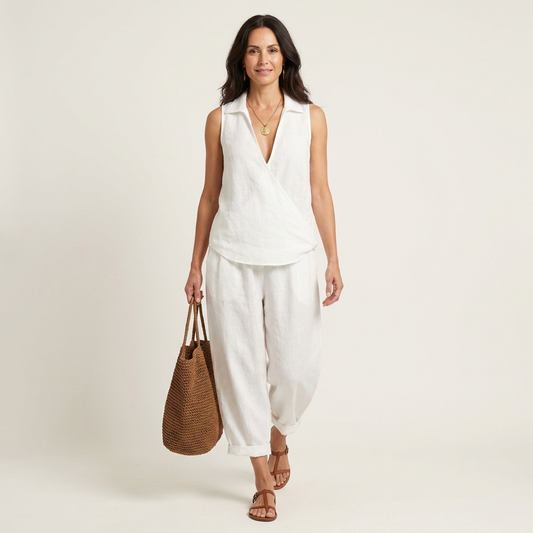 Wren | Conjunto de top cruzado y pantalones anchos