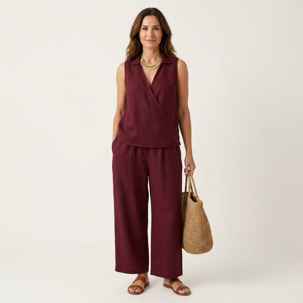 Wren | Conjunto de top cruzado y pantalones anchos
