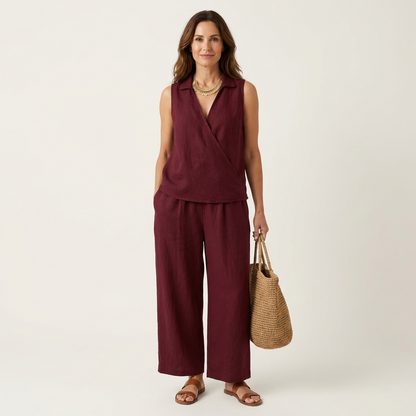 Wren | Conjunto de top cruzado y pantalones anchos
