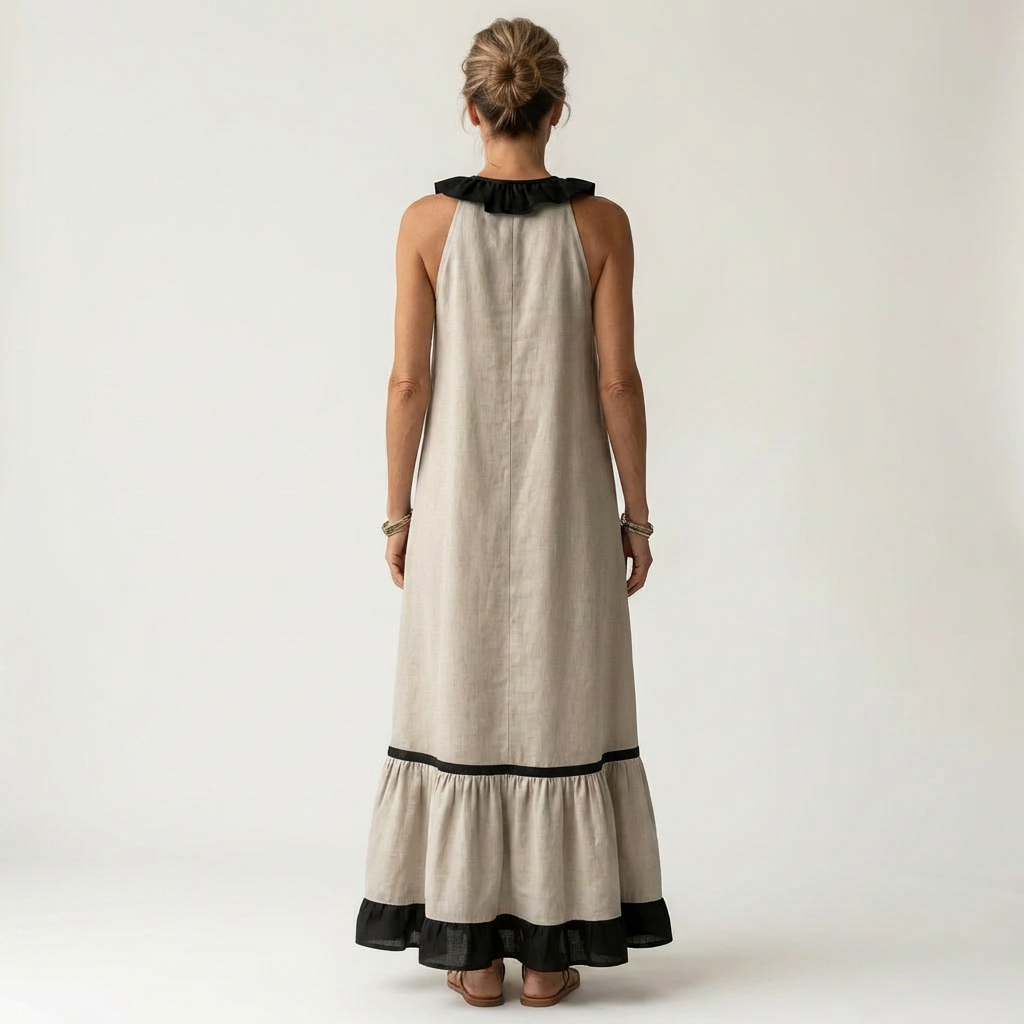 Seraphina | Vestido sin mangas con volantes y detalles en contraste