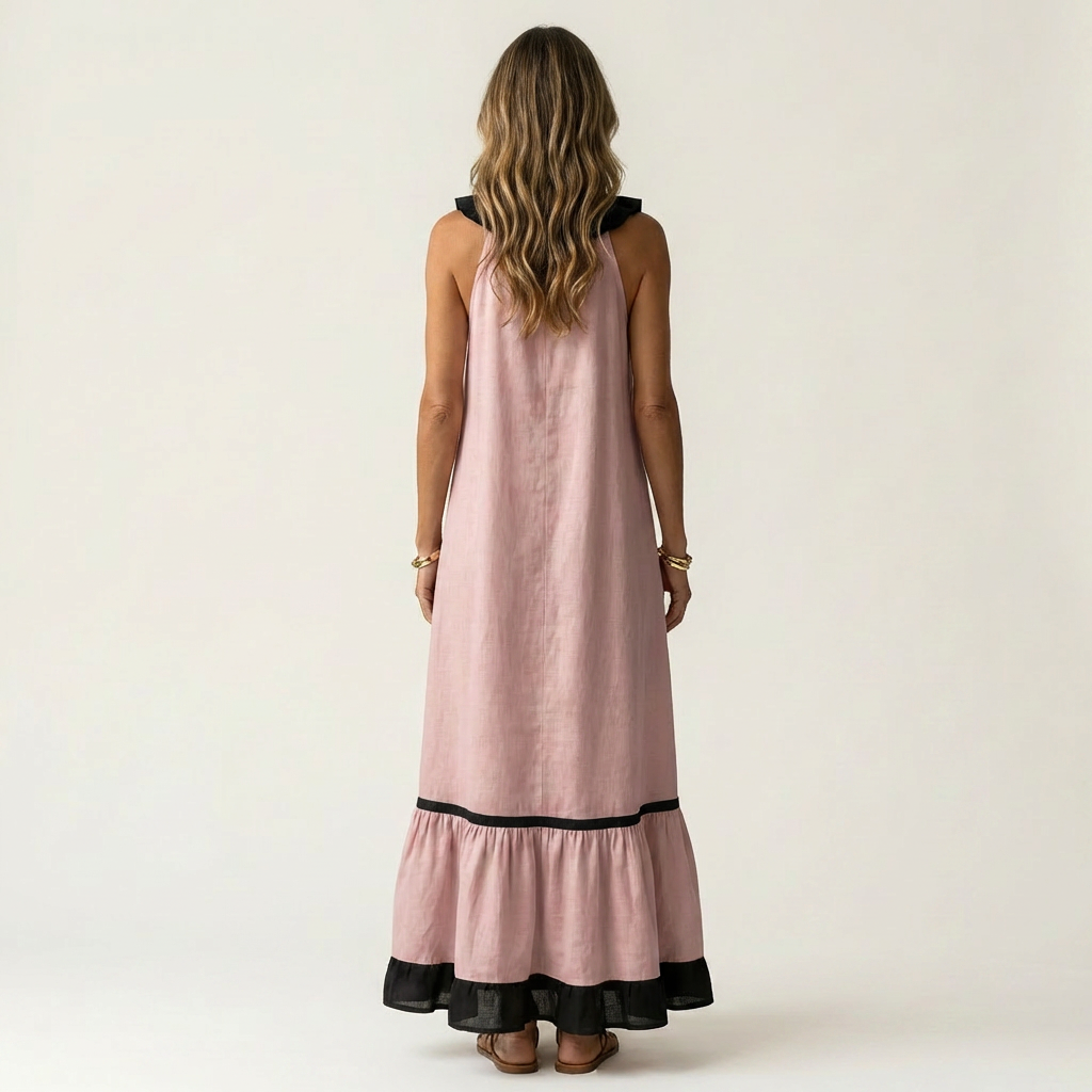 Seraphina | Vestido sin mangas con volantes y detalles en contraste