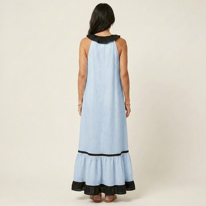 Seraphina | Vestido sin mangas con volantes y detalles en contraste