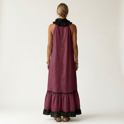 Seraphina | Vestido sin mangas con volantes y detalles en contraste