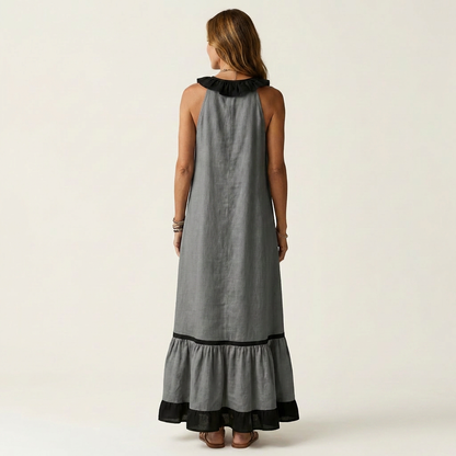 Seraphina | Vestido sin mangas con volantes y detalles en contraste