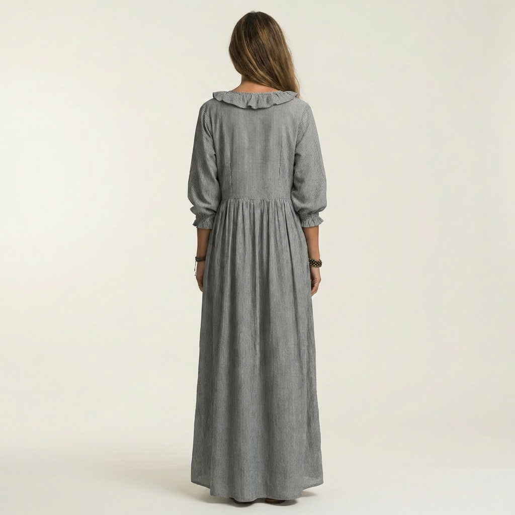 Paloma | Vestido de manga farol y escote en V con volantes
