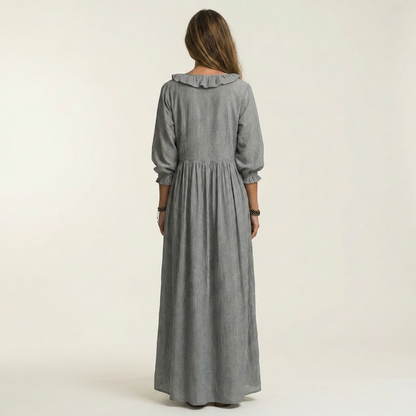 Paloma | Vestido de manga farol y escote en V con volantes