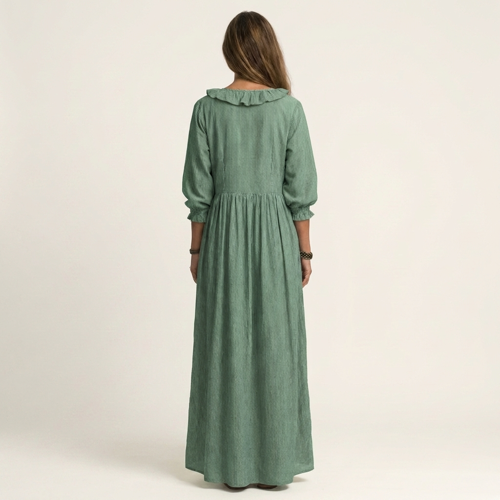 Paloma | Vestido de manga farol y escote en V con volantes