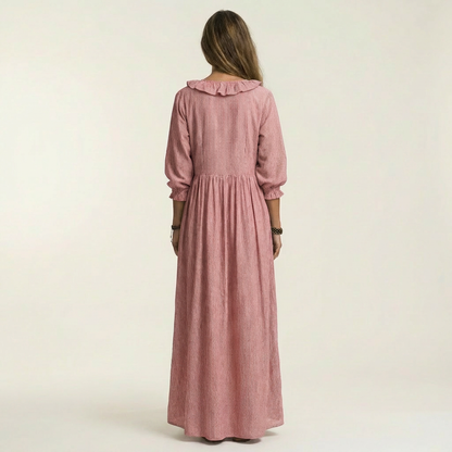 Paloma | Vestido de manga farol y escote en V con volantes
