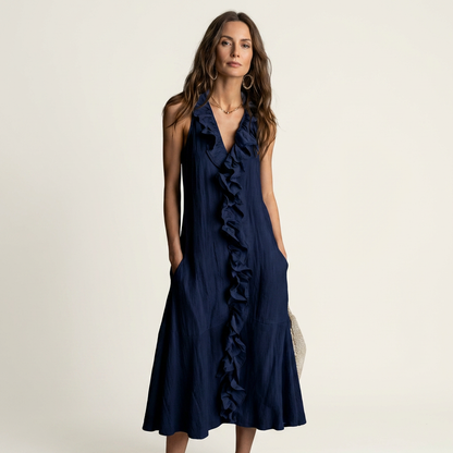 Violette | Vestido de lino sin mangas con volantes