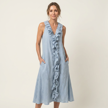 Violette | Vestido de lino sin mangas con volantes