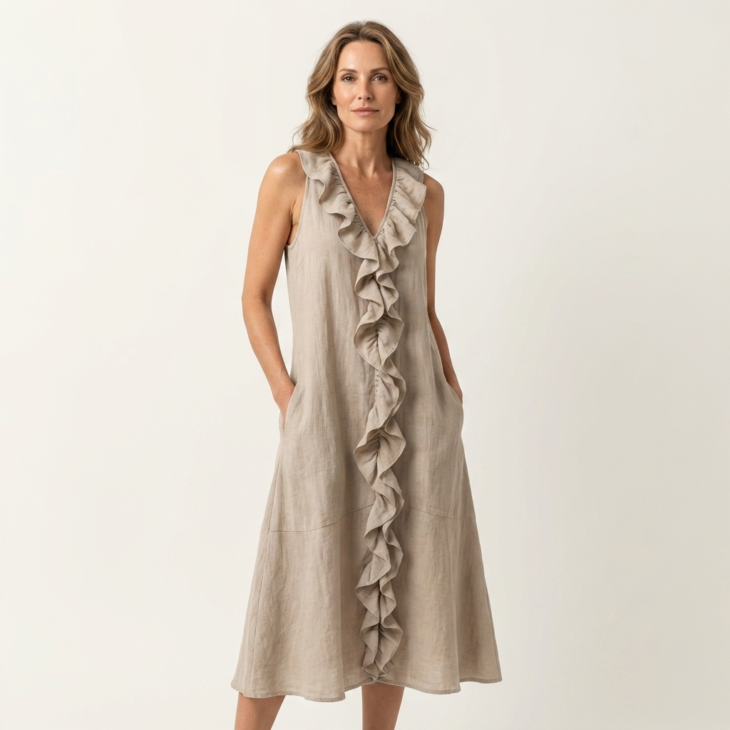 Violette | Vestido de lino sin mangas con volantes