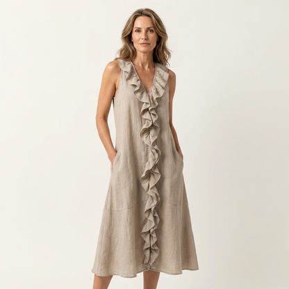 Violette | Vestido de lino sin mangas con volantes
