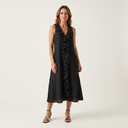 Violette | Vestido de lino sin mangas con volantes