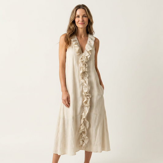Violette | Vestido de lino sin mangas con volantes