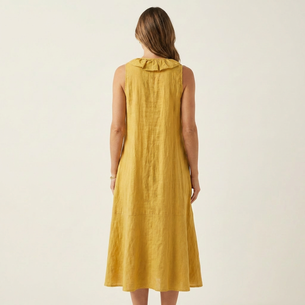 Violette | Vestido de lino sin mangas con volantes