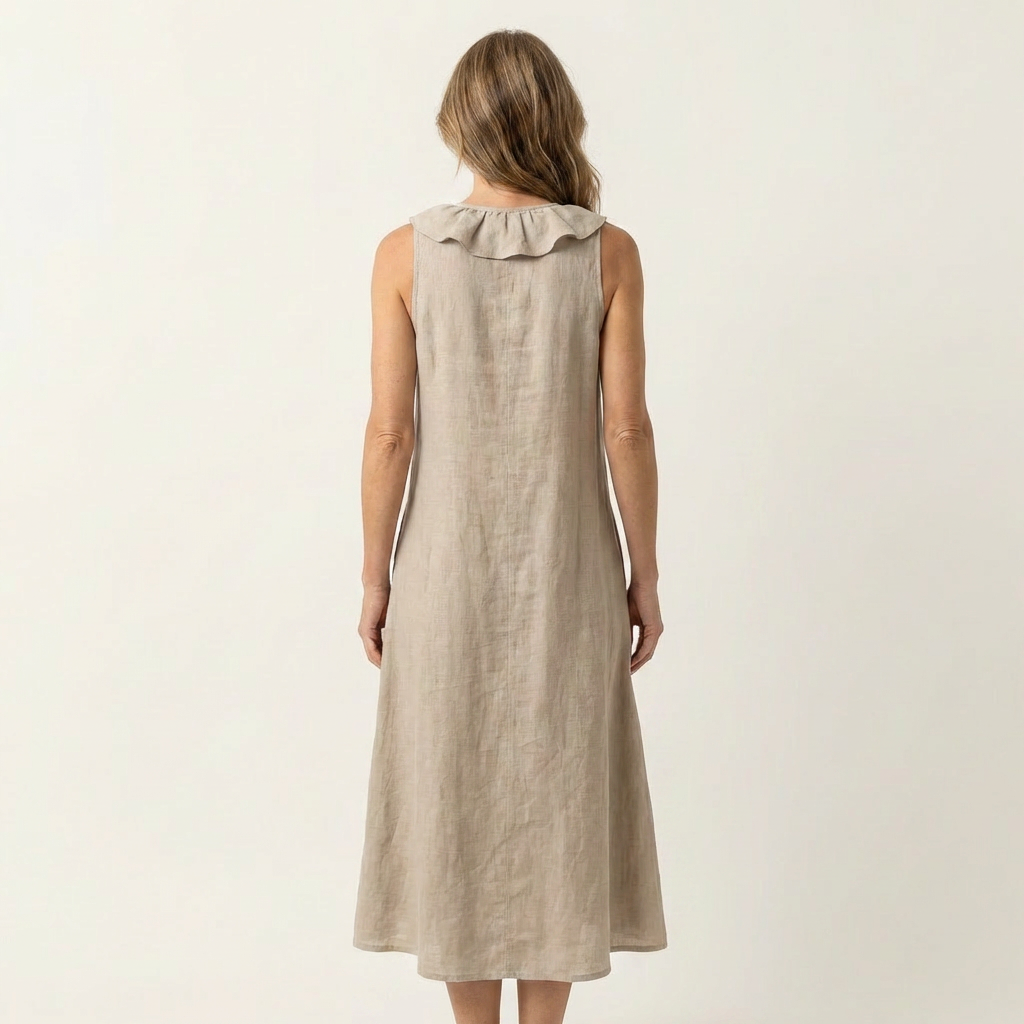 Violette | Vestido de lino sin mangas con volantes