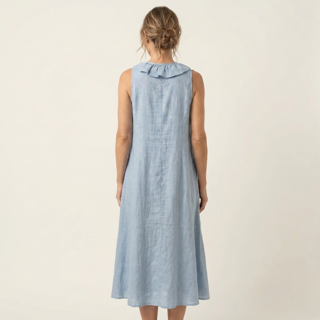 Violette | Vestido de lino sin mangas con volantes