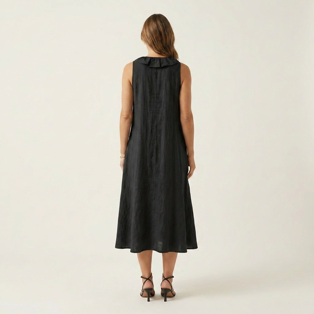 Violette | Vestido de lino sin mangas con volantes