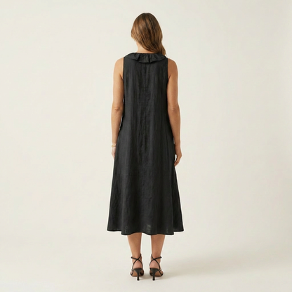 Violette | Vestido de lino sin mangas con volantes