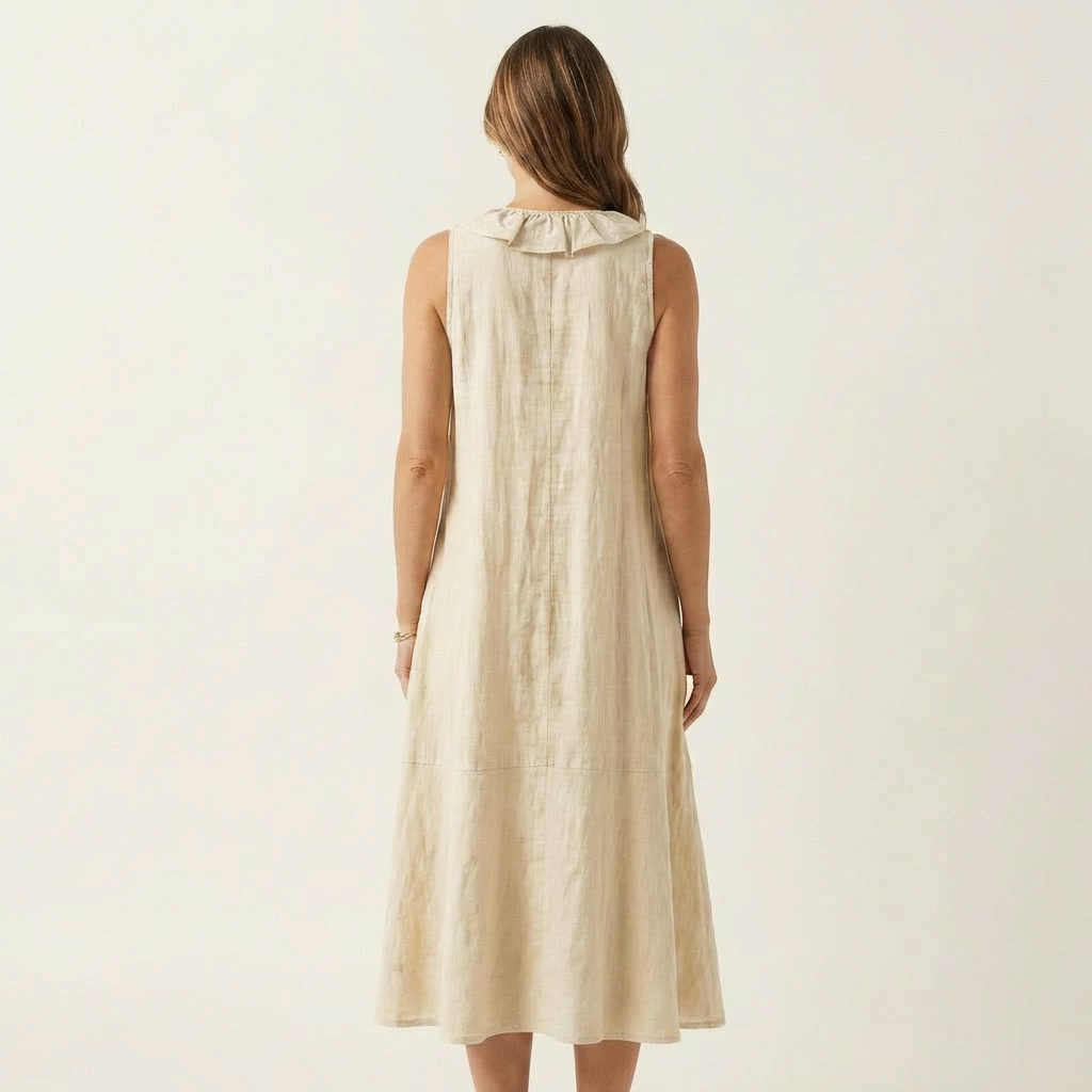 Violette | Vestido de lino sin mangas con volantes