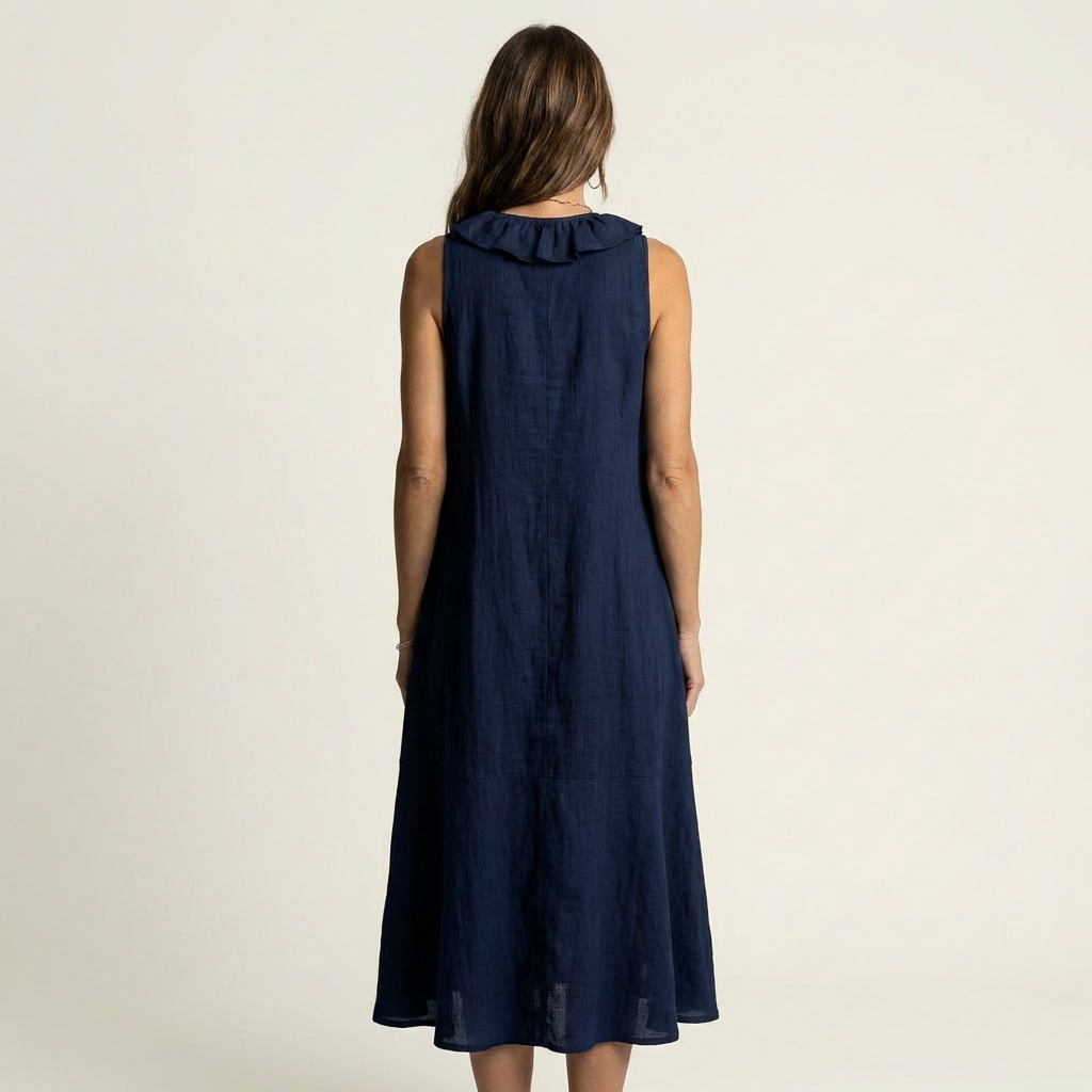Violette | Vestido de lino sin mangas con volantes
