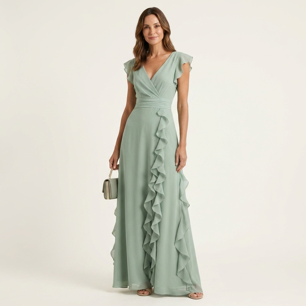 Celeste | Vestido con escote en V y mangas fluidas