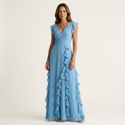 Celeste | Vestido con escote en V y mangas fluidas