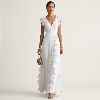Celeste | Vestido con escote en V y mangas fluidas