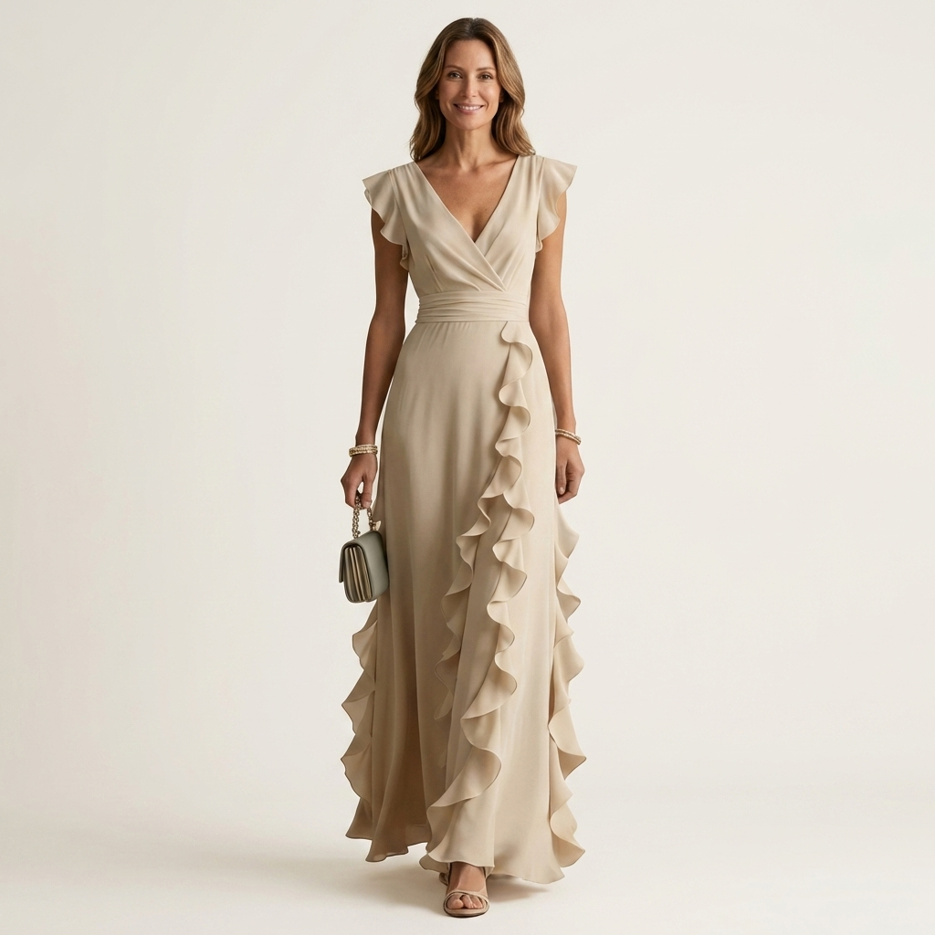 Celeste | Vestido con escote en V y mangas fluidas