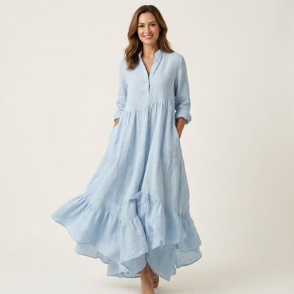 Adrianna | Vestido con cuello alto y volantes
