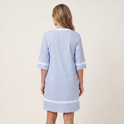 Solveig | Vestido de algodón con escote en V y rayas en contraste